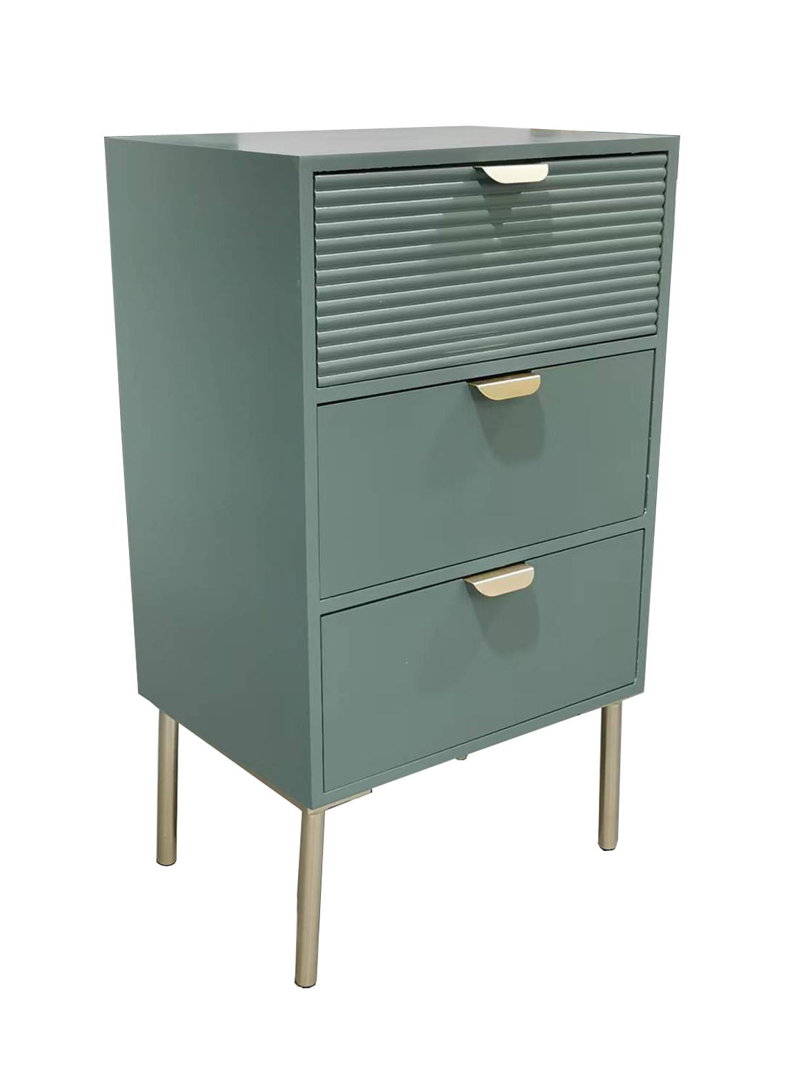 MSL 75cm Green Wooden 3 Drawer Chest of Drawers
