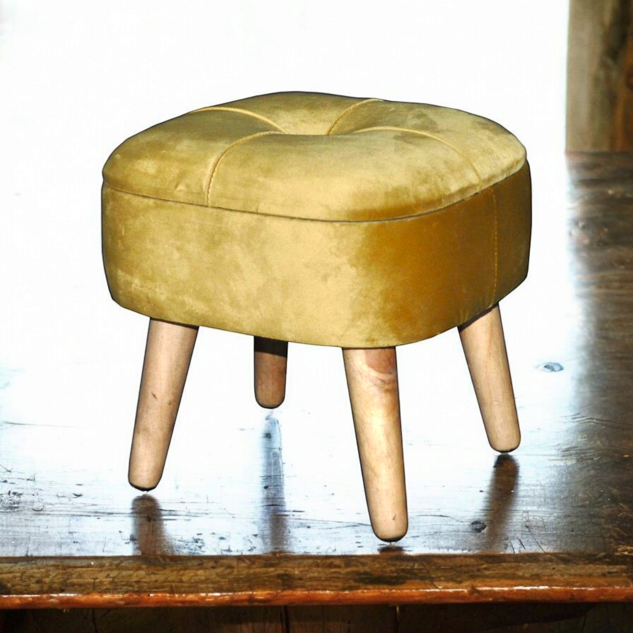 MSL Yellow Velvet Stool
