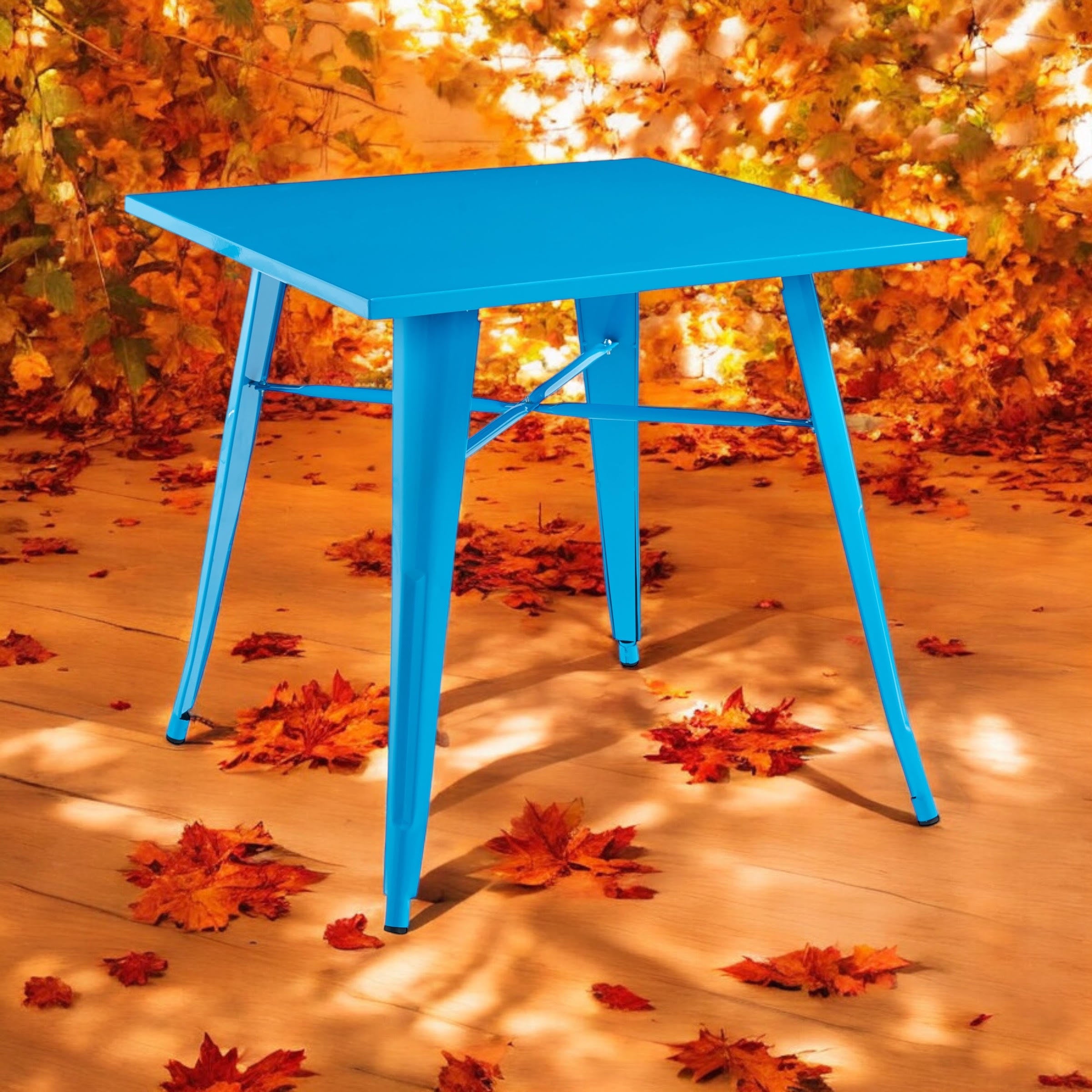 MSL Blue Metal Bar Table 80 x 80 x 76 cm Outdoor Use