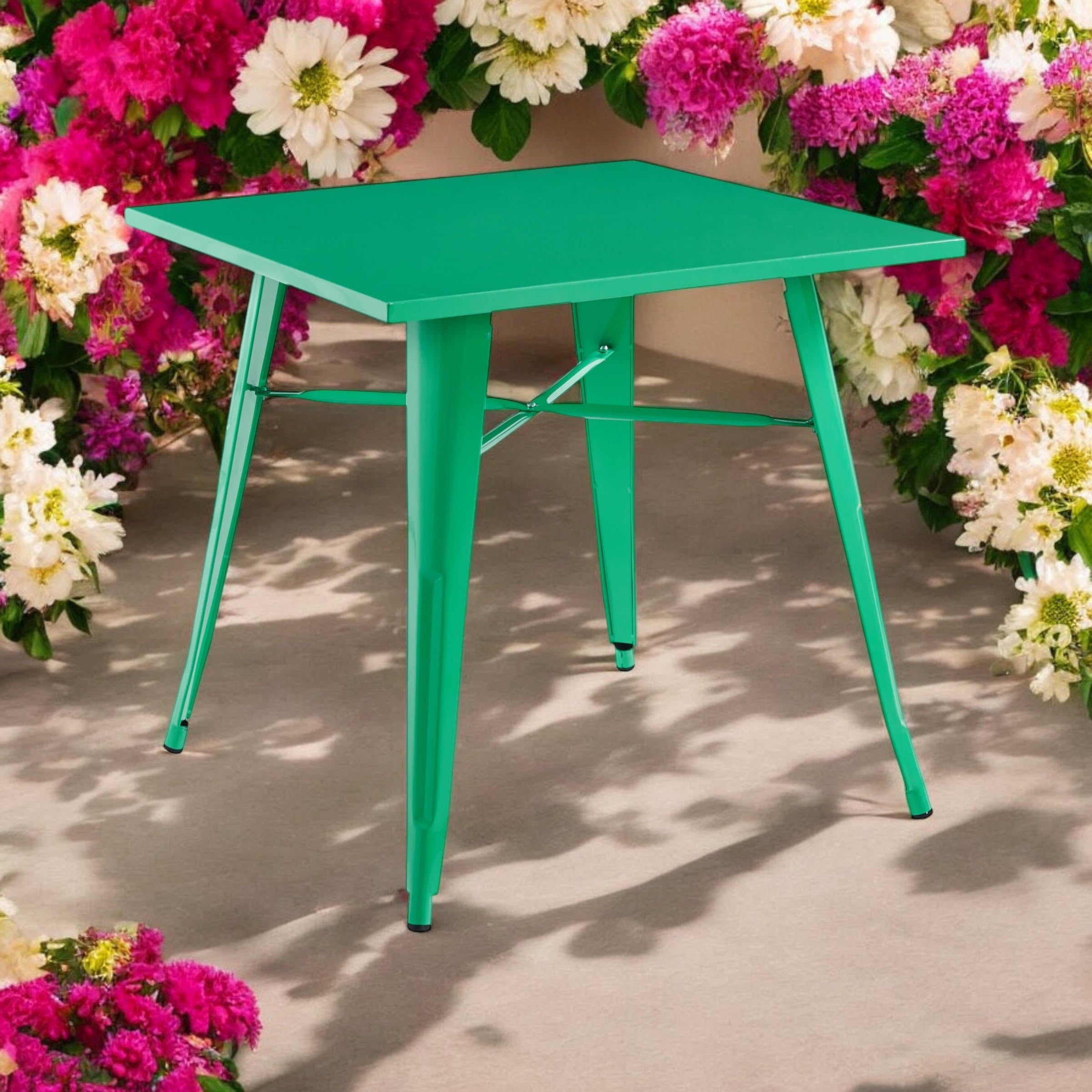 MSL Green Metal Bar Table 80 x 80 x 76 cm