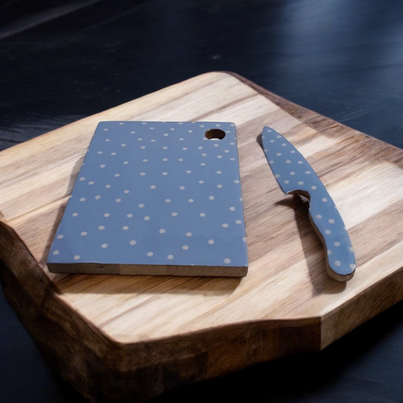 23cm MDF Chopping Board with Knife, Non-Slip Non-Stick Double-Sided Board