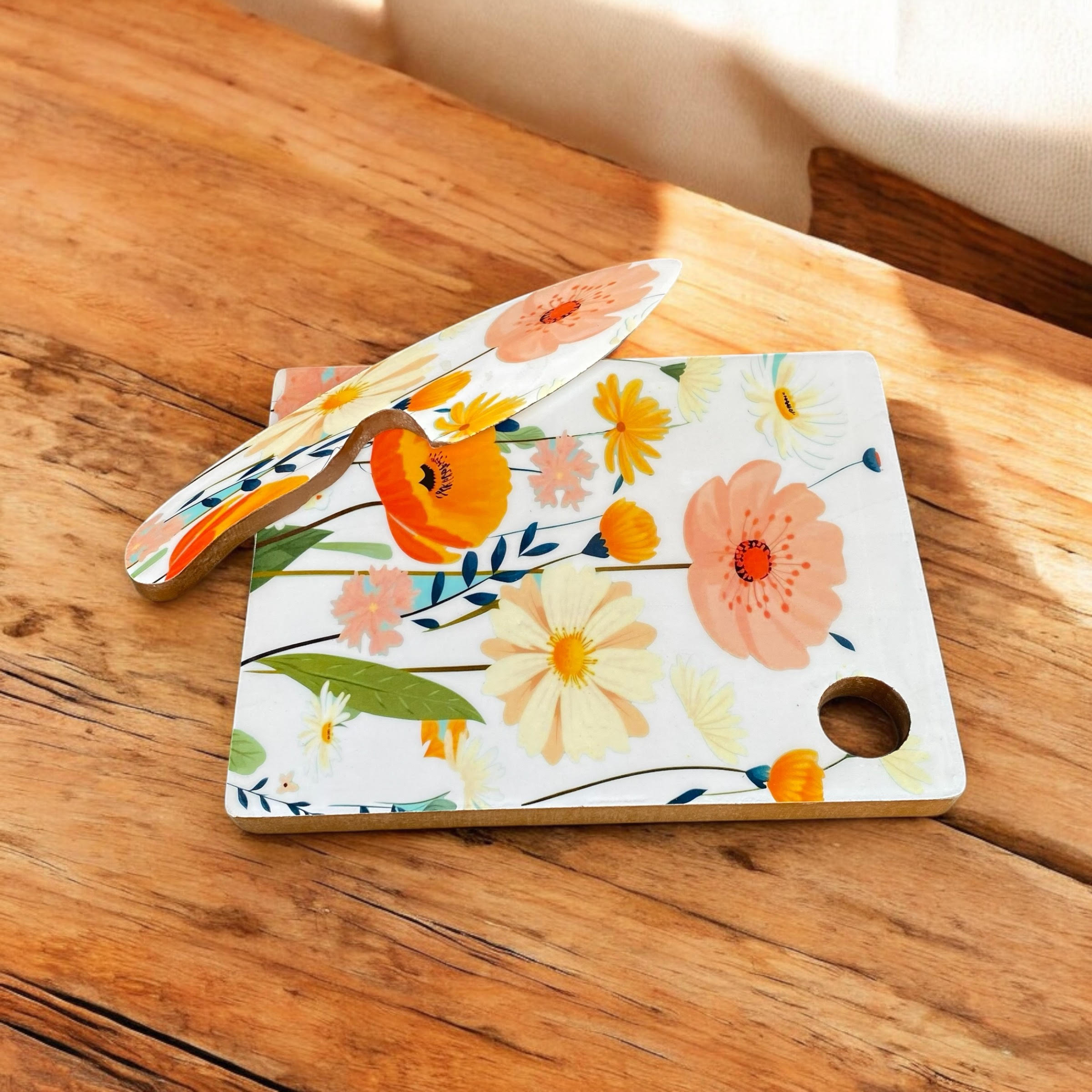MSL 28cm MDF Chopping Board with Knife, Non-Slip Non-Stick Double-Sided Board