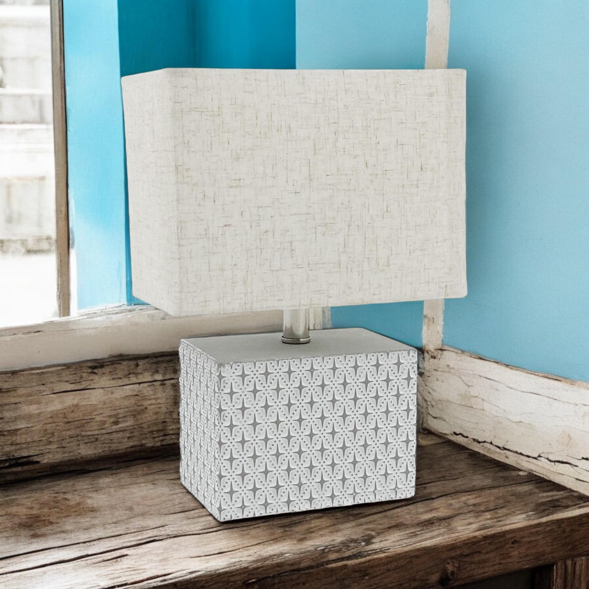 MSL 20cm Traditional Ceramic Table Lamp with Shade, Inline Rocker Switch, Double Insulated