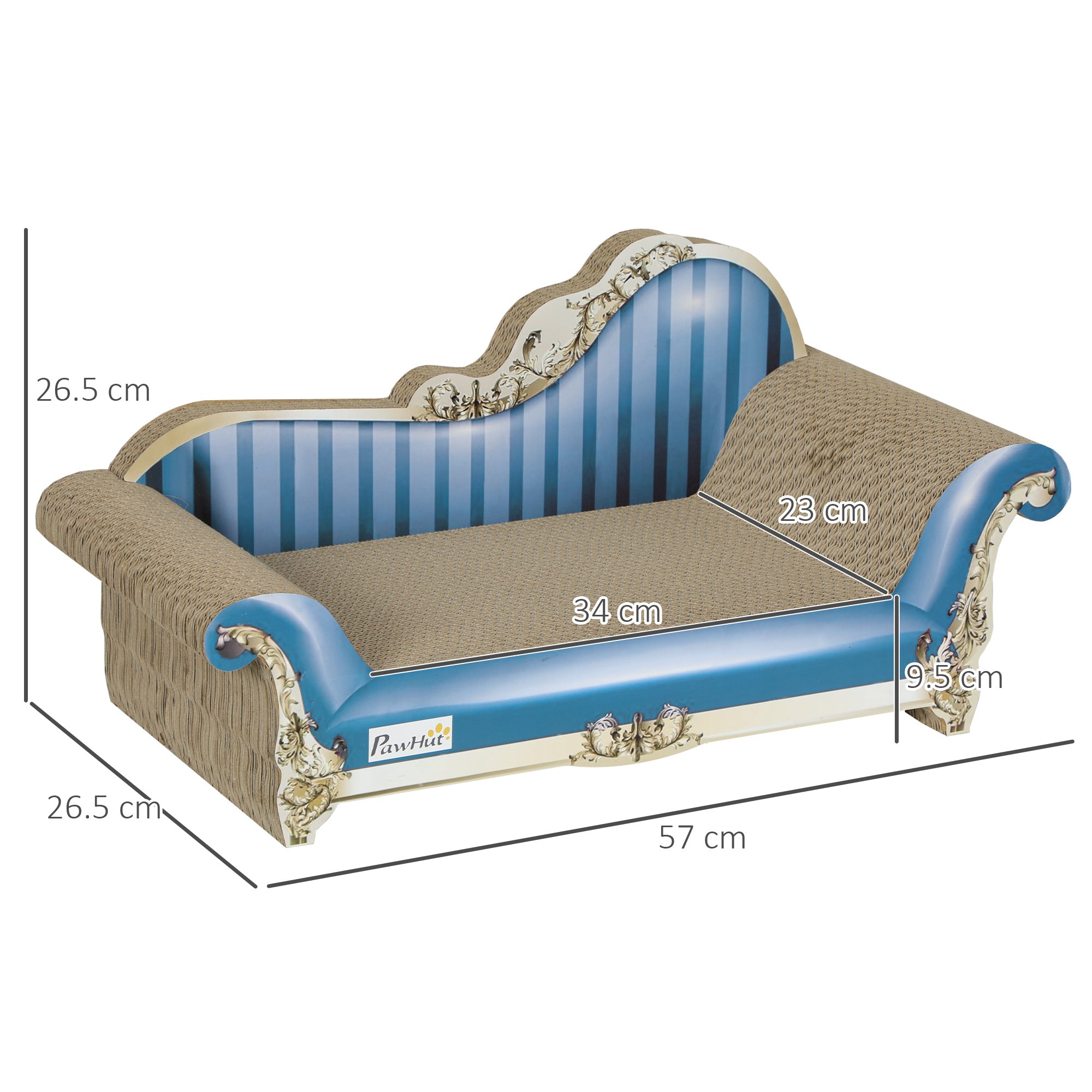 PawHut 2-in-1 Cat Scratcher and Cardboard Lounge Bed with Catnip, Blue