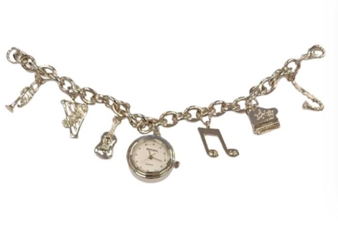 Imperial Ladies Girls Mini Dial with Hanging MUSICAL INSTRUMENT Charms on Bracelet Strap Watch Gift Set IMP756(AL) - CLEARANCE NEEDS RE-BATTERY