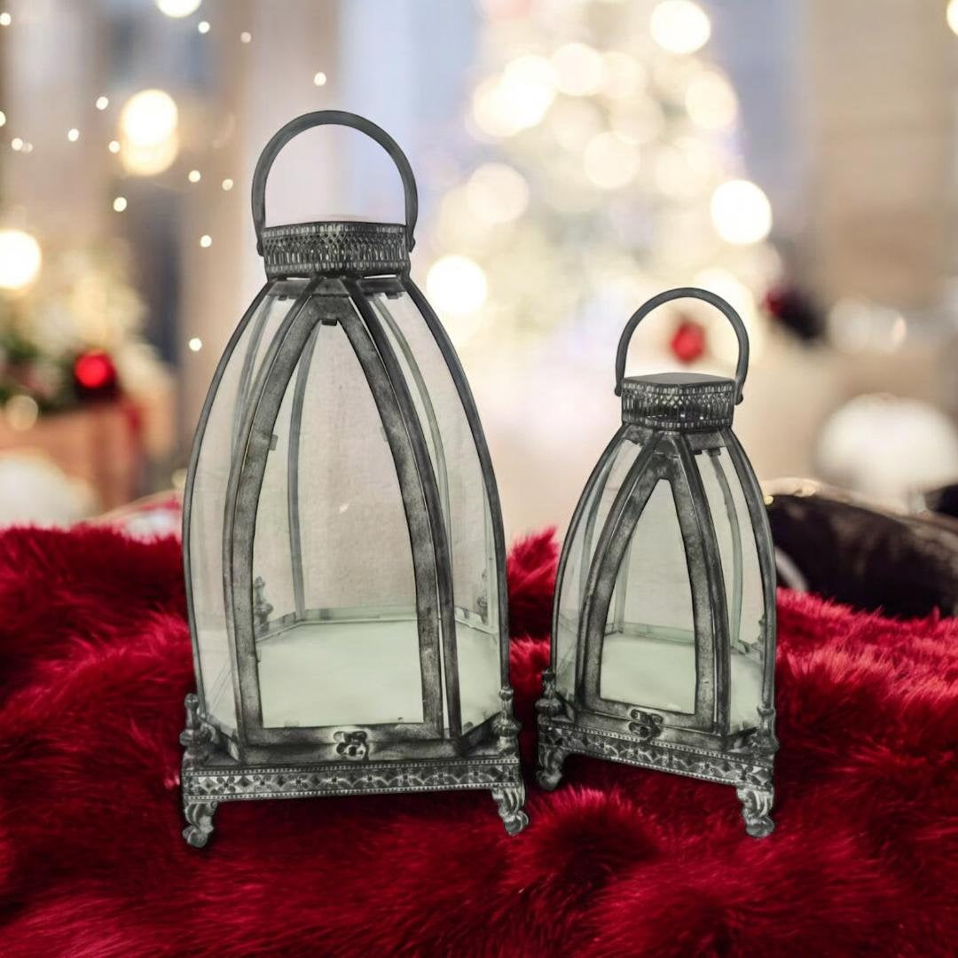 MSL Set of 2 Hand-Finished Metal Garden Lanterns