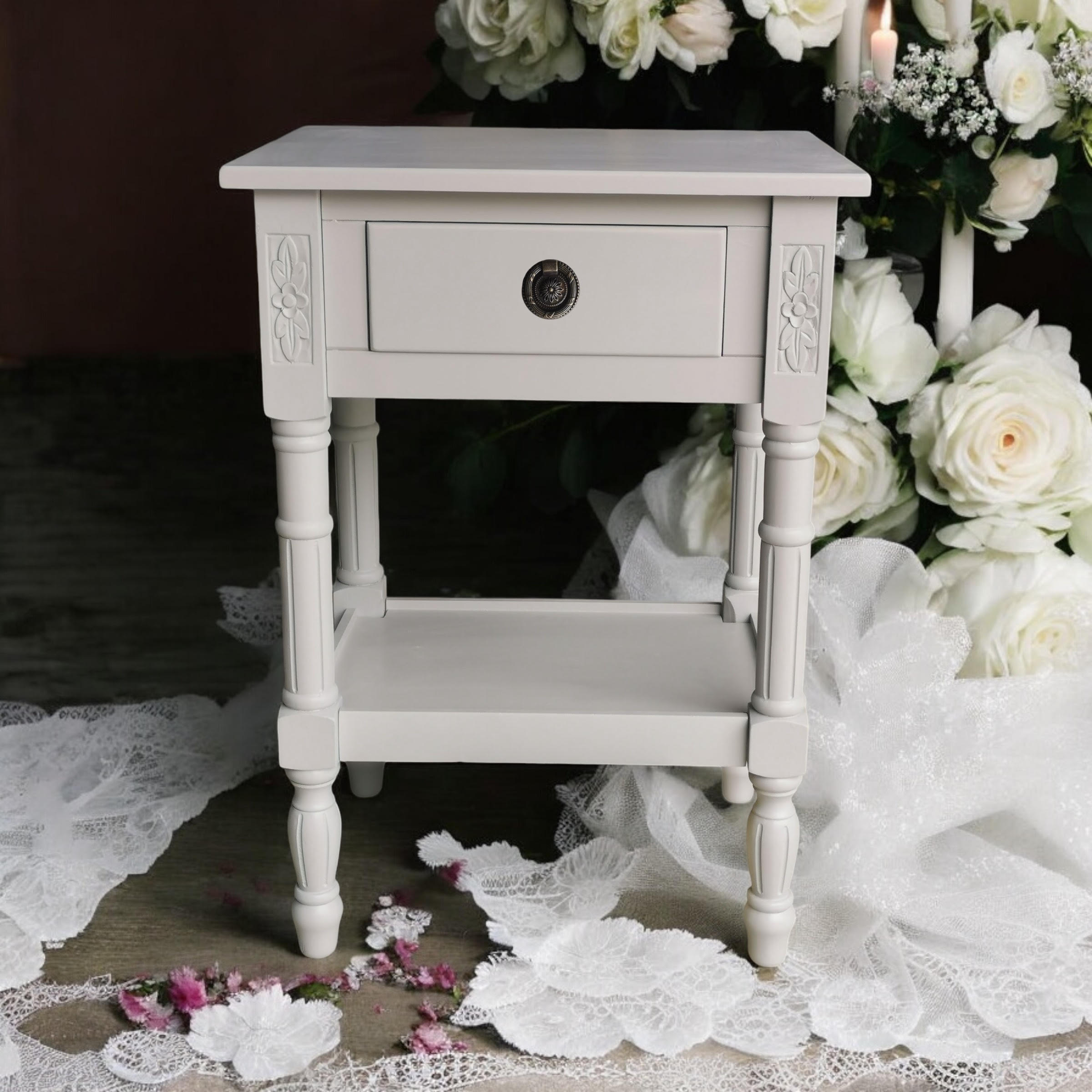 MSL 65cm Hand Finished 1 Drawer Side Table Bedside Table