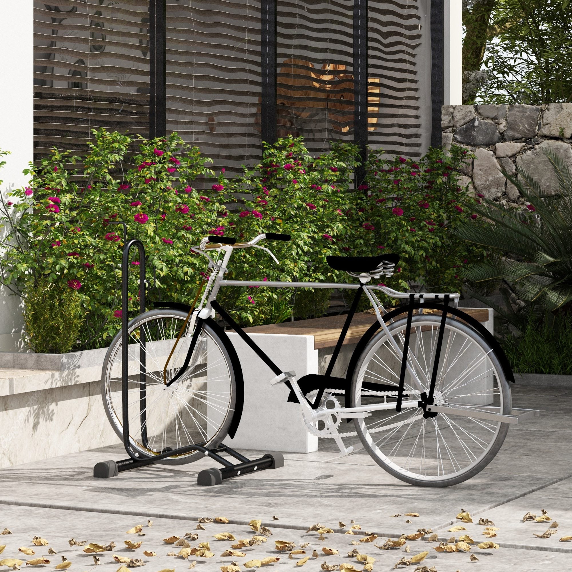 SPORTNOW Vertical & Horizontal Bike Rack for 6-28 in & 700c Bikes, Black
