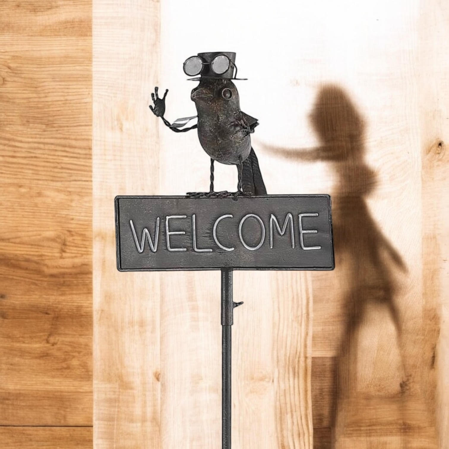 53-Inch Metal Bird Welcome Garden Stake for Gardens, Potted Plants, Flower Beds and Lawns