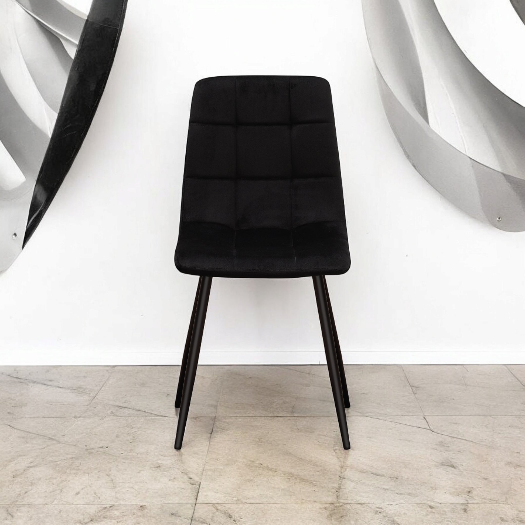 MSL Scandinavian Black Fabric Chair with Black Metal Eiffel-Style Legs