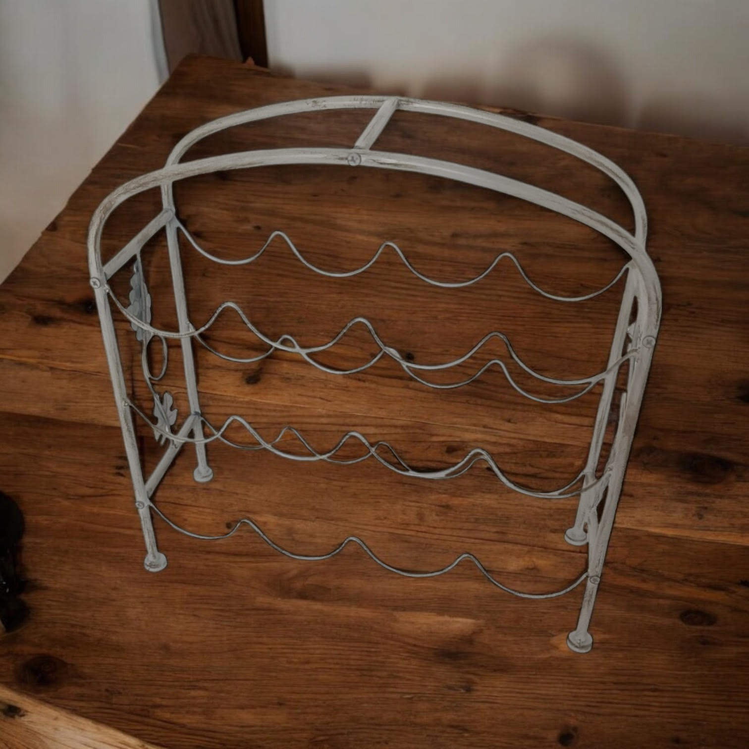 MSL 40cm Cream Cast Iron Effect Wine Rack - 12 Bottle Holder
