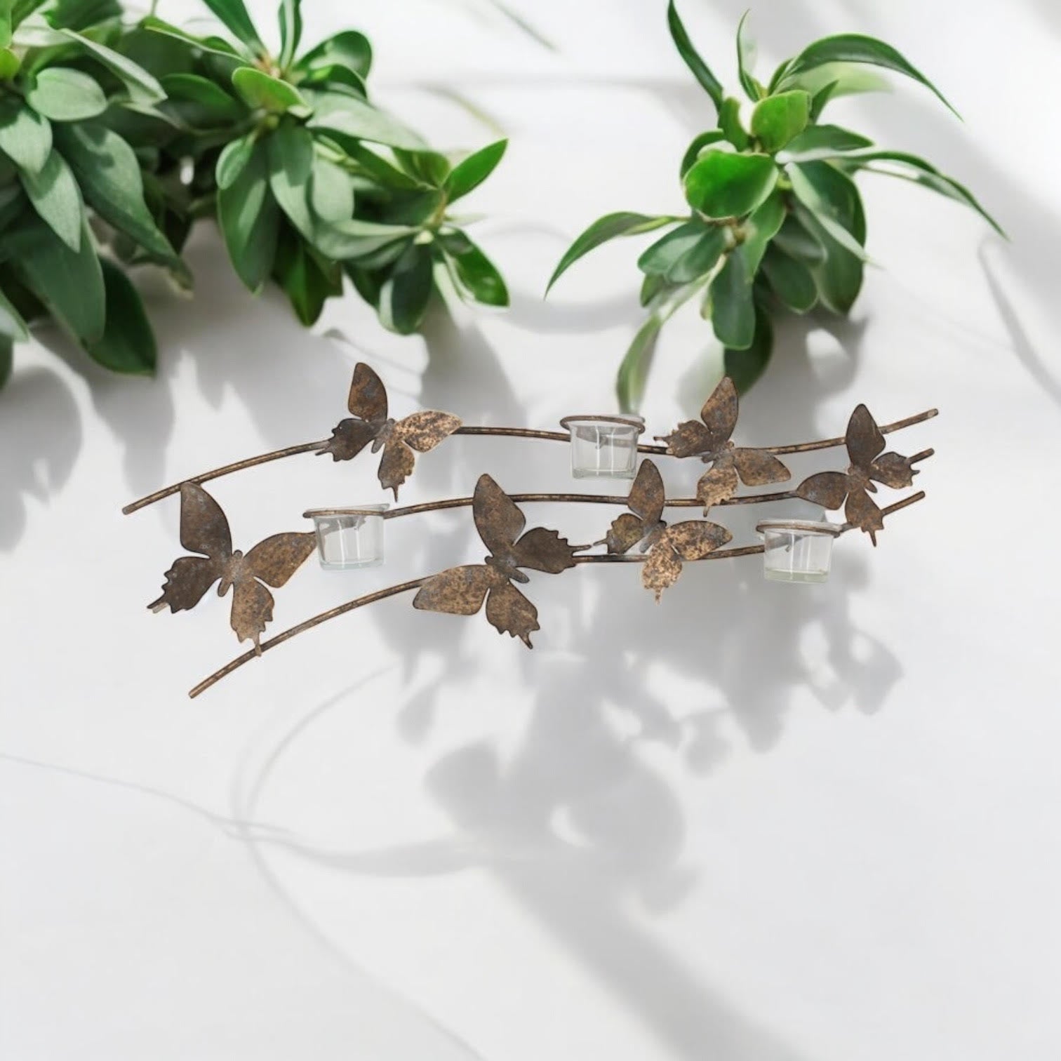 MSL 67cm Hand-Finished Metal Butterfly Candle Holder