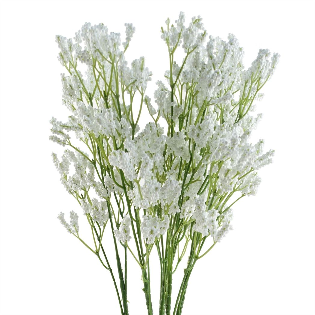 Leaf 65cm Artificial White Gypsophilia Spray with Wired Shapable Stem