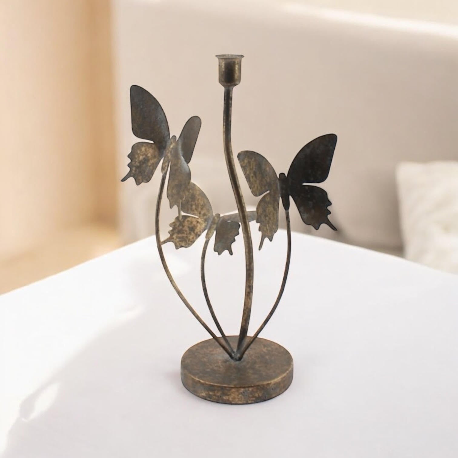 MSL 35cm Hand-Finished Metal Candle Holder