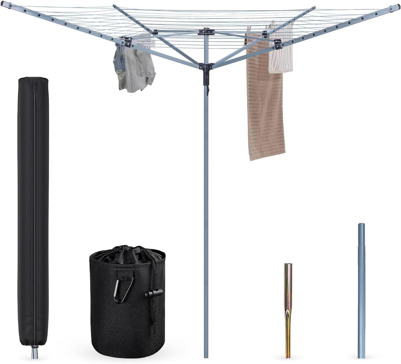 50m Rotary Washing Line with Metal Ground Socket & Cover