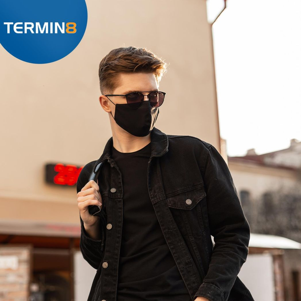 Termin8 Triple Layer Reusable Cotton Face Mask with Activated Charcoal Filter Pocket and Nose Pin, Machine Washable - Black