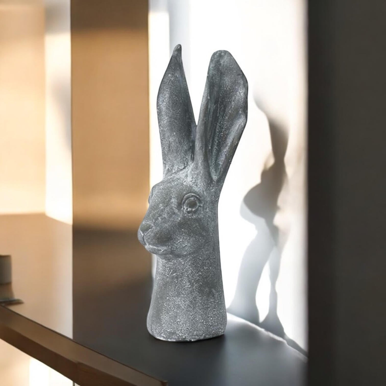 MSL 29cm Grey Resin Rabbit Ornament for Indoor or Outdoor Use, Hand Finished Garden Feature