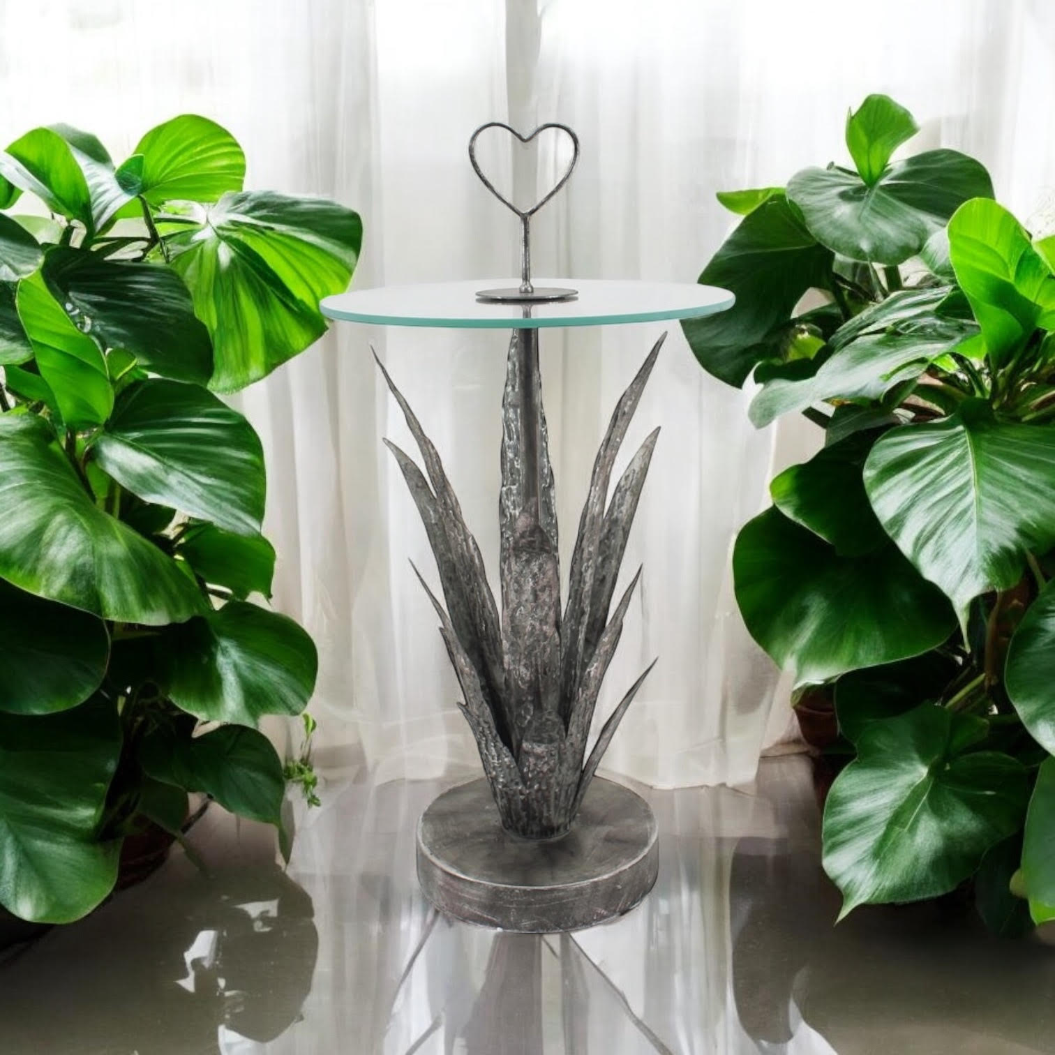 MSL 79CM Metal Table with Leaf Design