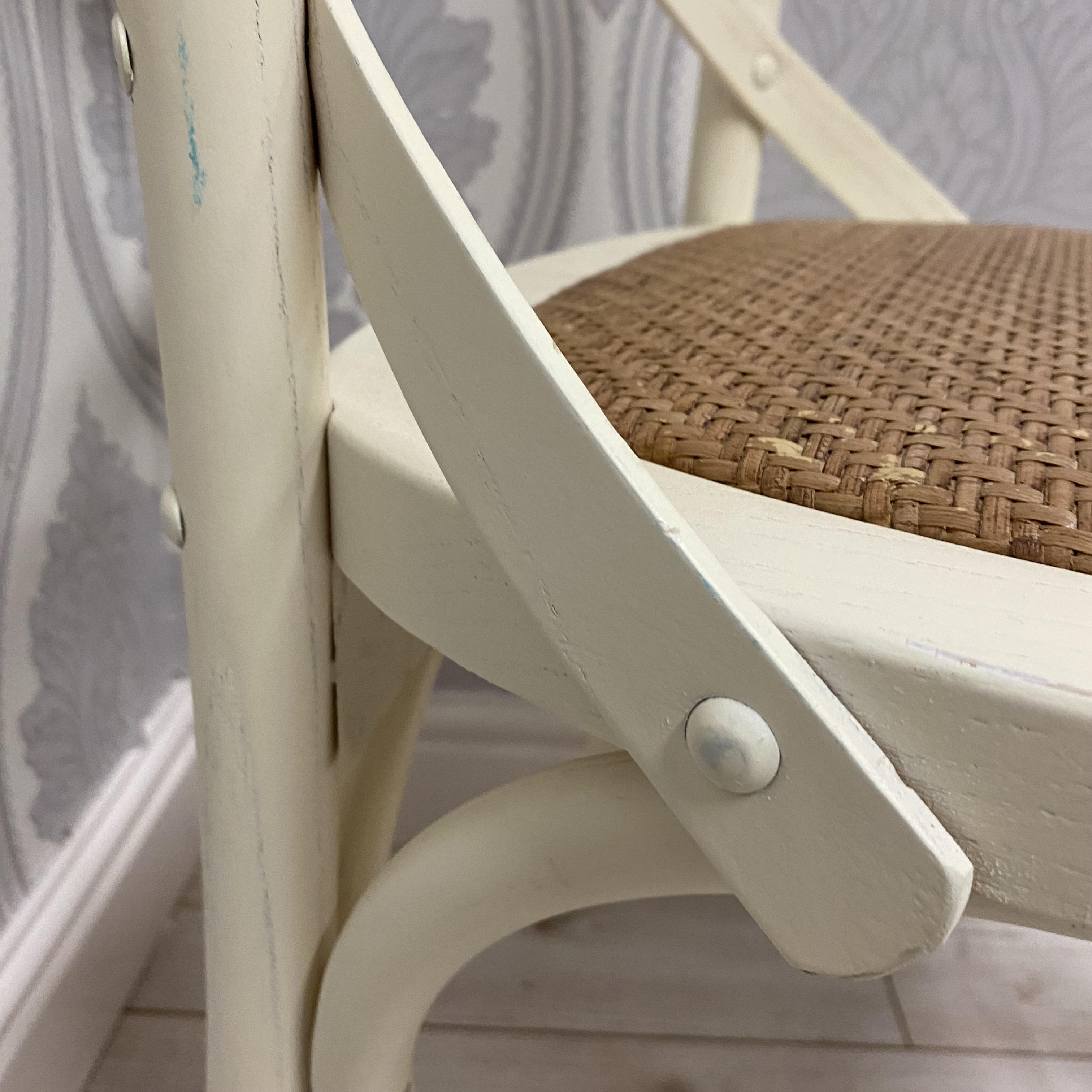 Natural French Cross Back Chair, Stackable, Elm Wood, L46 x W49 x H88 cm