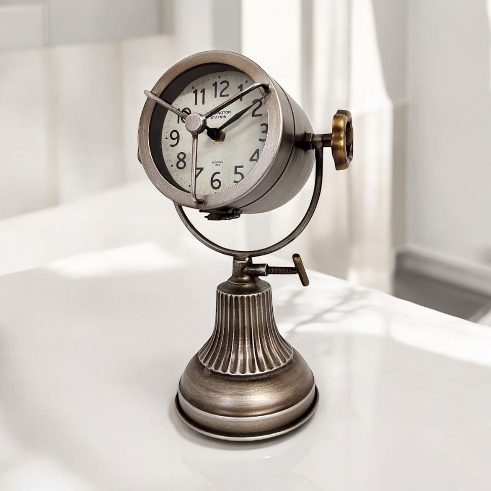 MSL 31cm Table Clock Steampunk Design with Hanging Hook