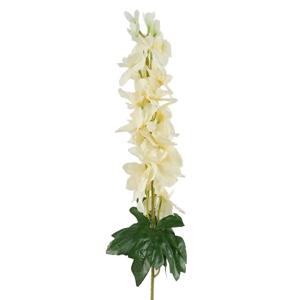Leaf Pack of 6 Cream Delphinium Artificial Flower Stems 75cm