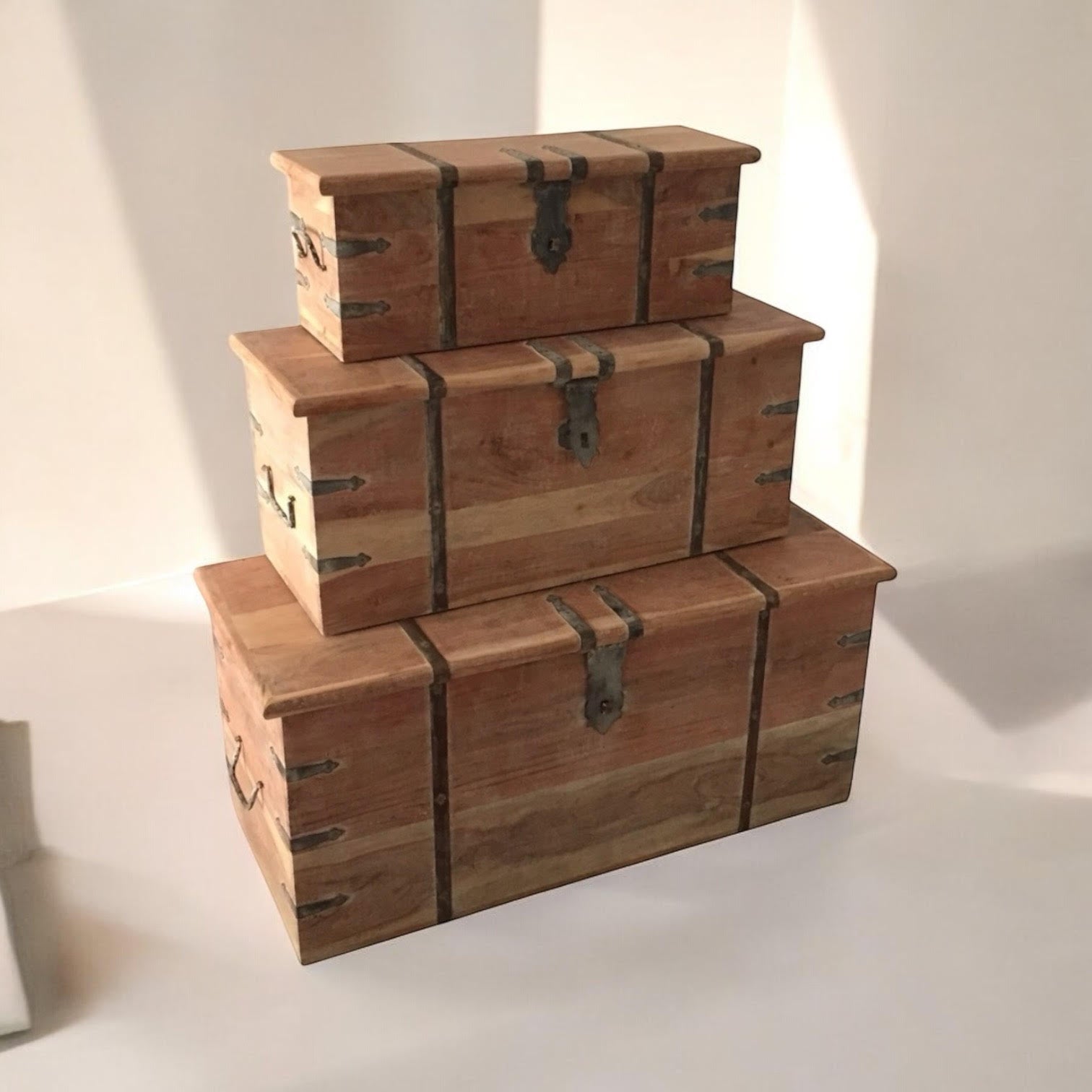 MSL 101CM Set of 3 Wooden Chests