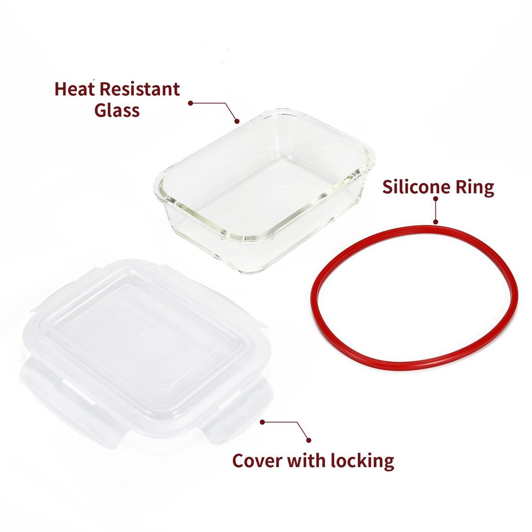 Vinsani 10-Pack Rectangle Glass Food Storage Containers with Lids