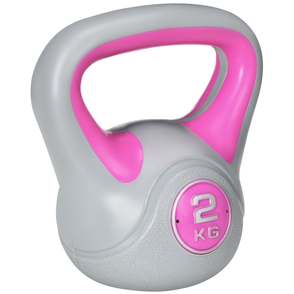 SPORTNOW 2kg Pink & Grey Kettlebell with Wide Handle for Home Gym