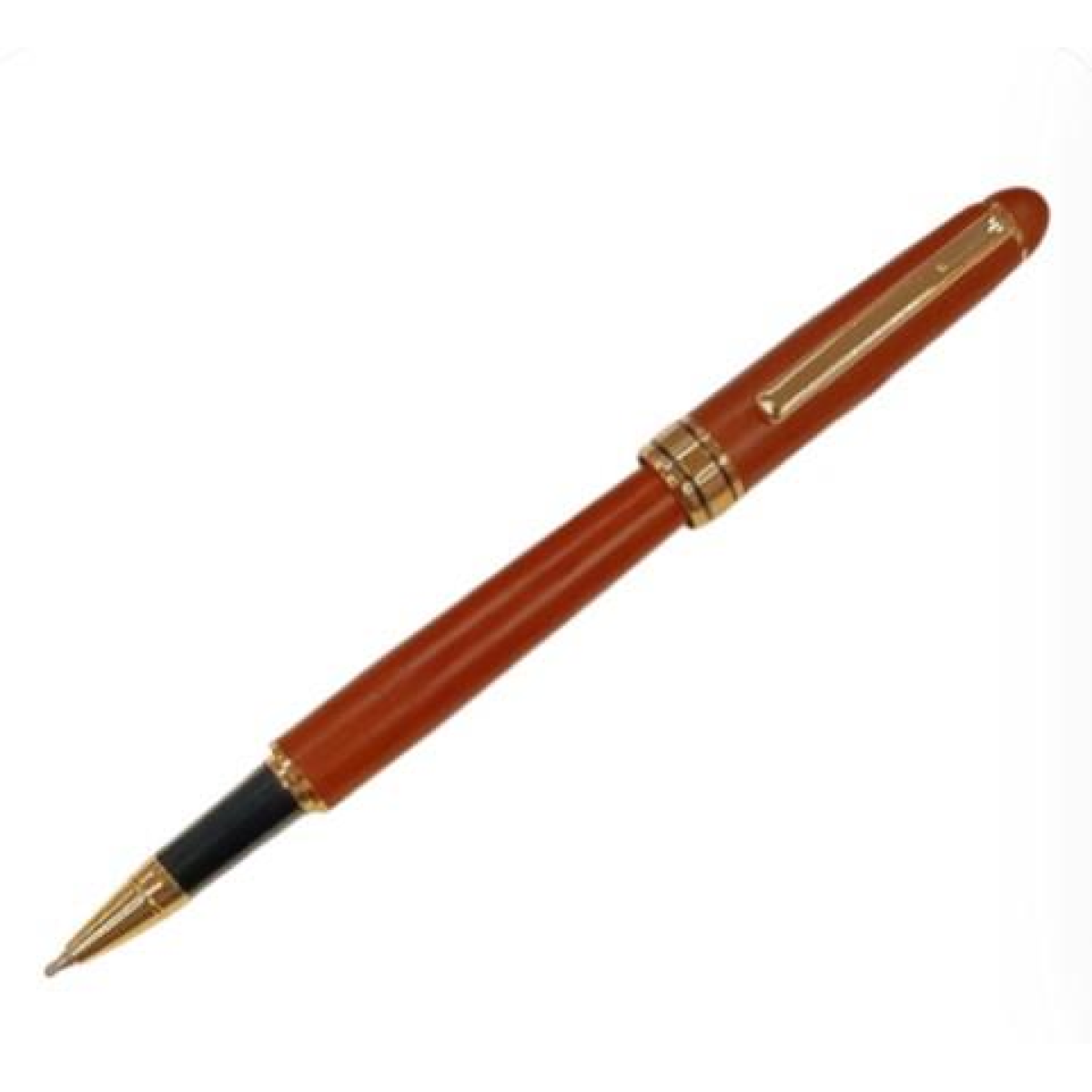 Imperial Wood Matt Brown Gold Trim Ball Pen Fine NIB IMP338R