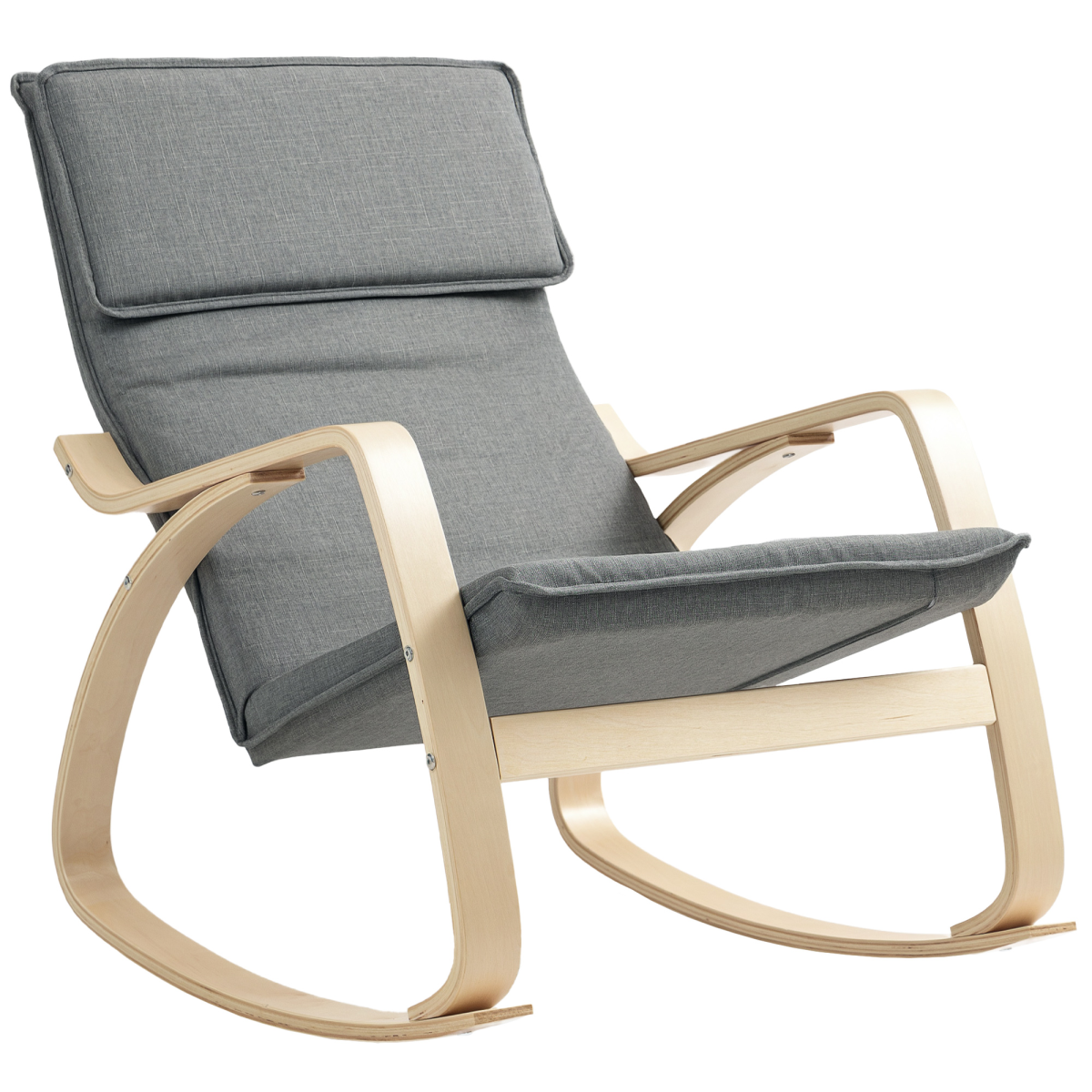 HOMCOM High Back Rocking Chair with Headrest, Grey