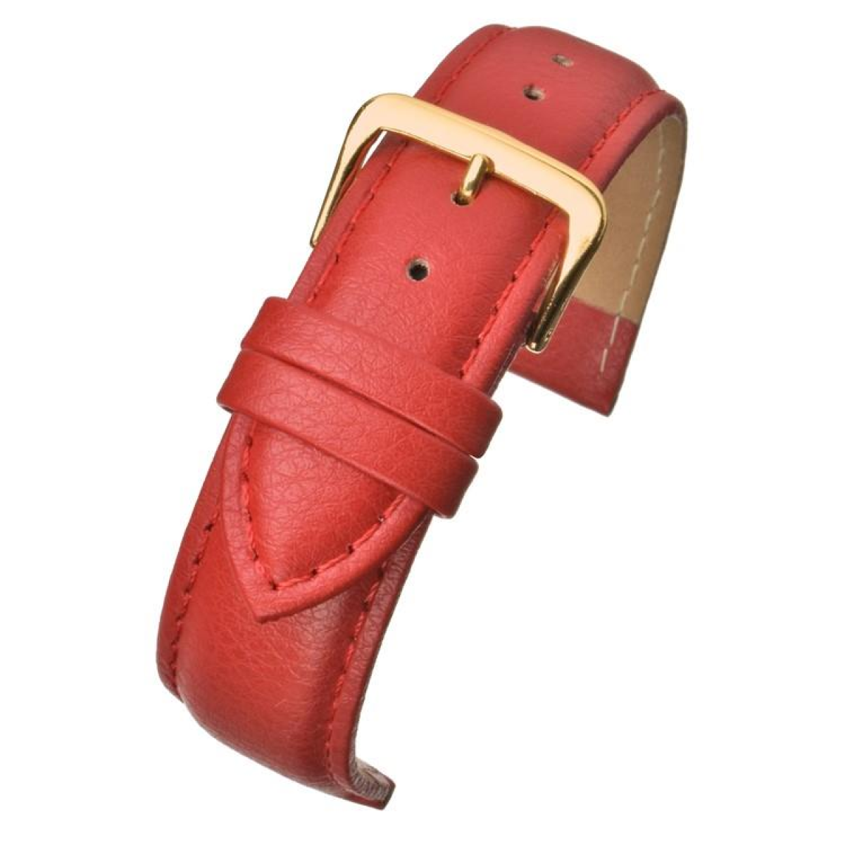 Red Padded Buffalo Grain Leather Watch Strap 12mm