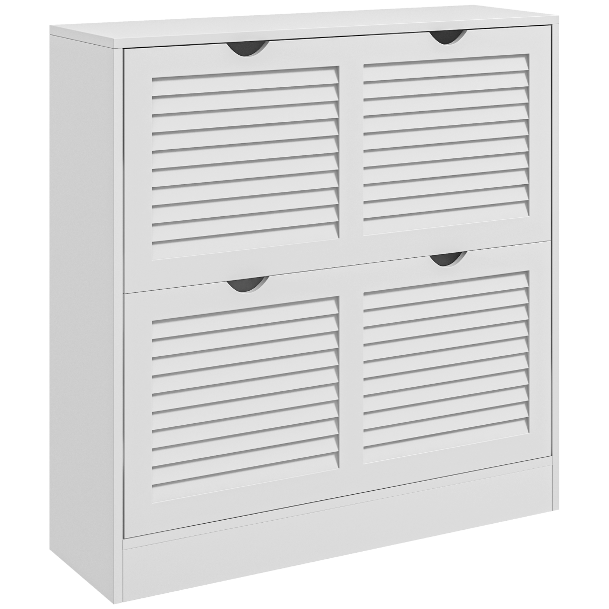 HOMCOM White Slim Shoe Cabinet with 2 Flip Drawers for Entryway