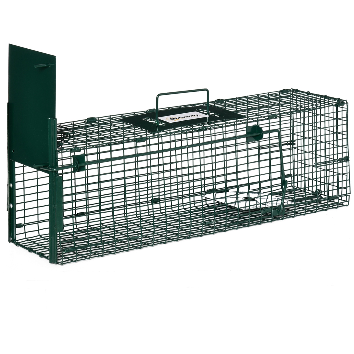 Outsunny Single Door Steel Rat Trap for Small Animals, Dark Green