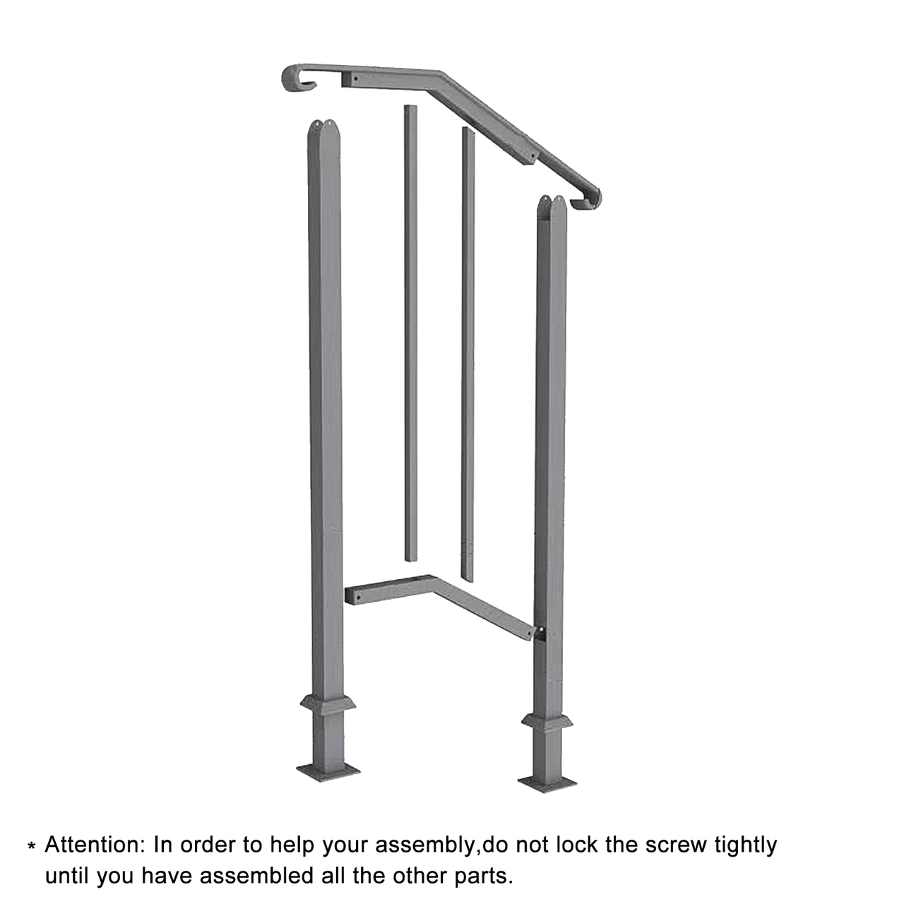 [Same Code：21862947  70638141]Artisasset Matte Black Outdoor 1st Tier Iron Handrail