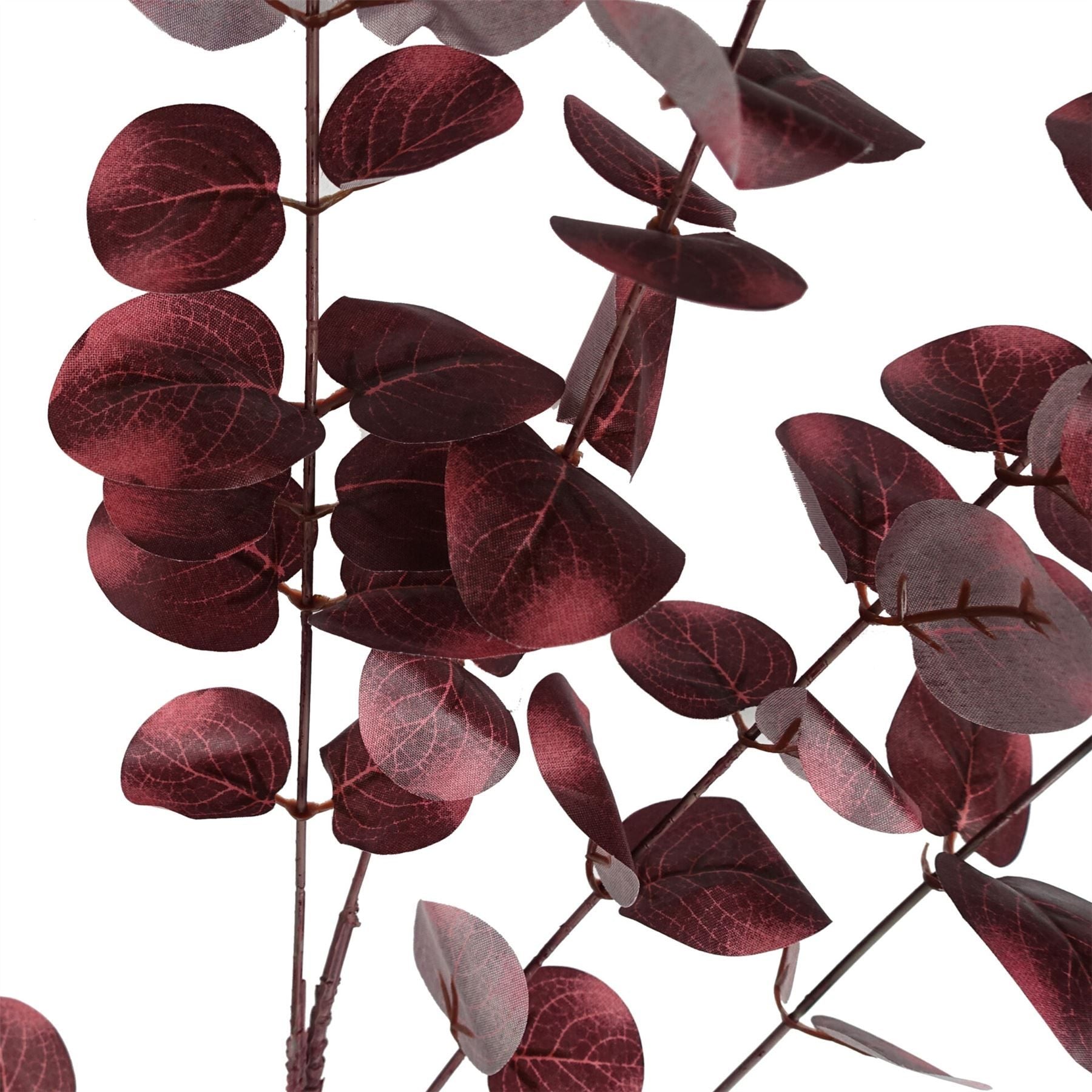 100cm Artificial Eucalyptus Foliage Single Stem with Silk Leaves Burgundy