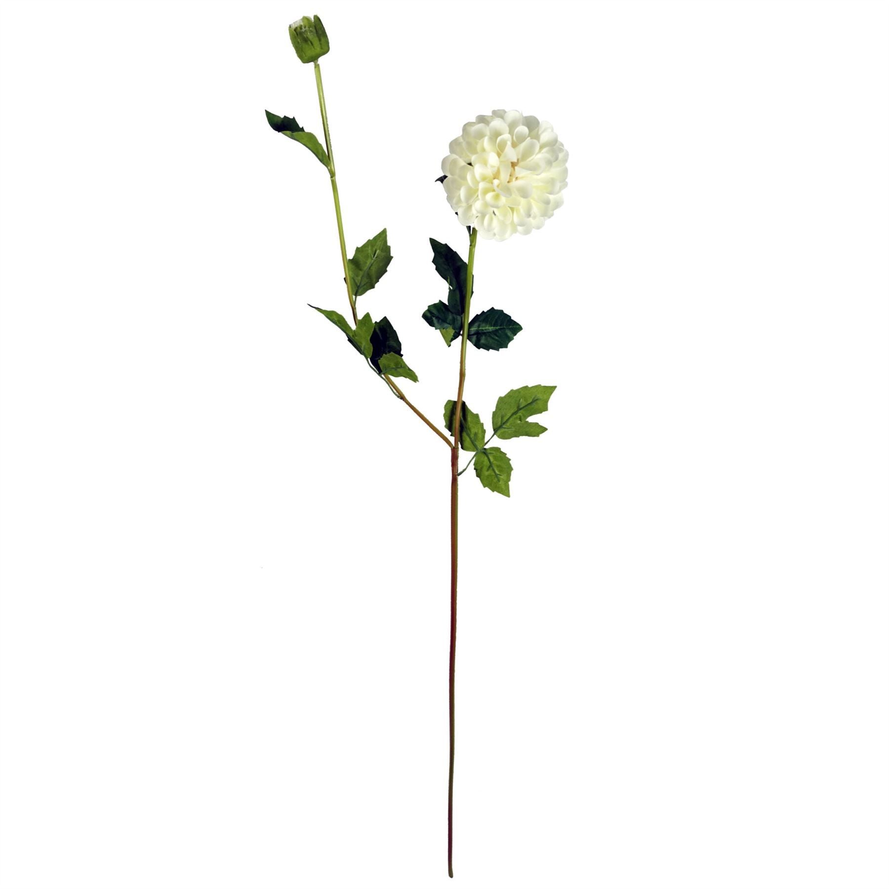 Leaf 75cm Artificial Cream Dahlia PomPom Flower Stem