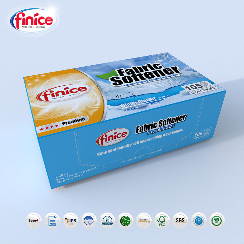 Finice Fabric Softener Dryer Sheets – Plant-Based, Anti-Static & Sensitive Skin Safe, 105 Sheets