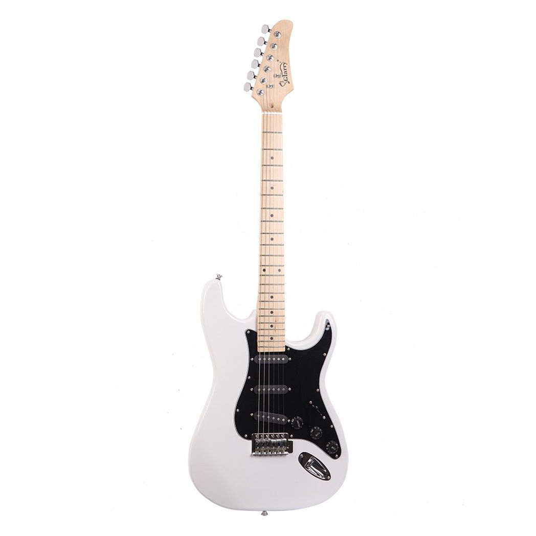 Glarry GST Stylish Electric Guitar Kit with Black Pickguard White