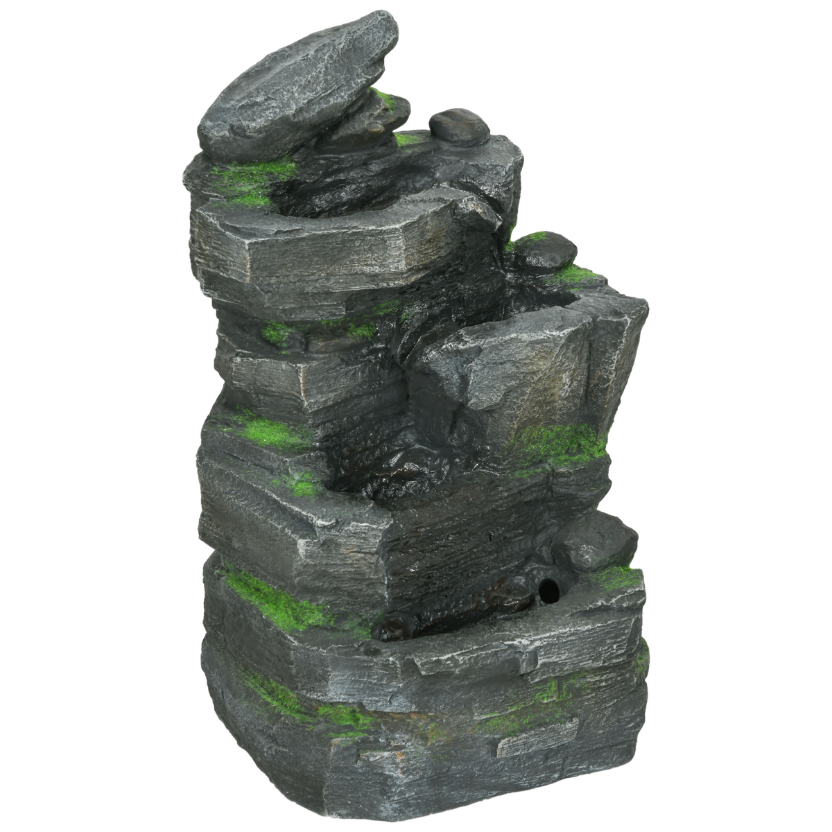 Outsunny Solar Outdoor Garden Fountain with LED Lights, Dark Grey