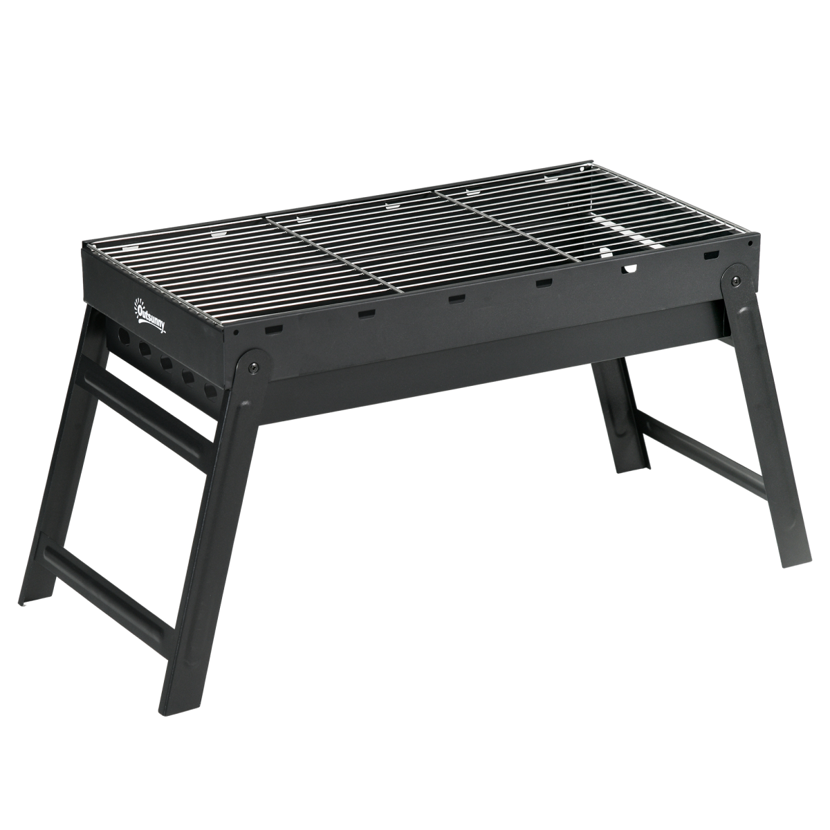 Outsunny Foldable Portable Charcoal Grill with Pull-Out Charcoal Basin