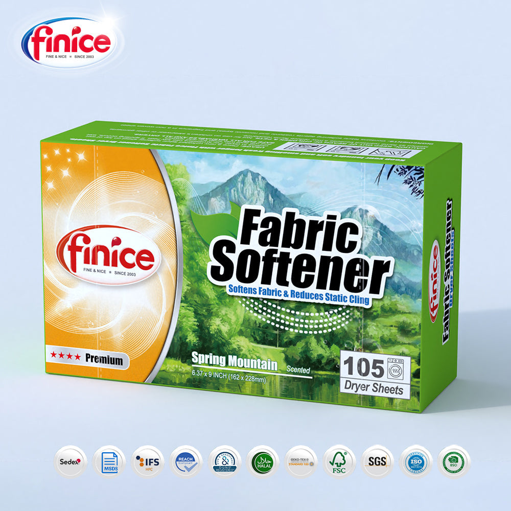 Finice Fabric Softener Dryer Sheets – Plant-Based, Anti-Static & Sensitive Skin Safe, 105 Sheets