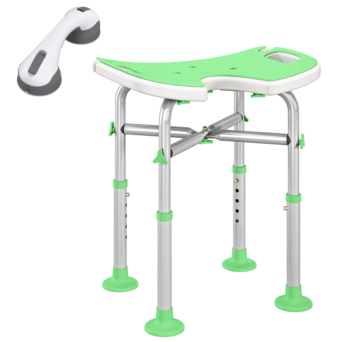 HOMCOM Aluminium Adjustable Shower Stool with Suction Feet, 150kg