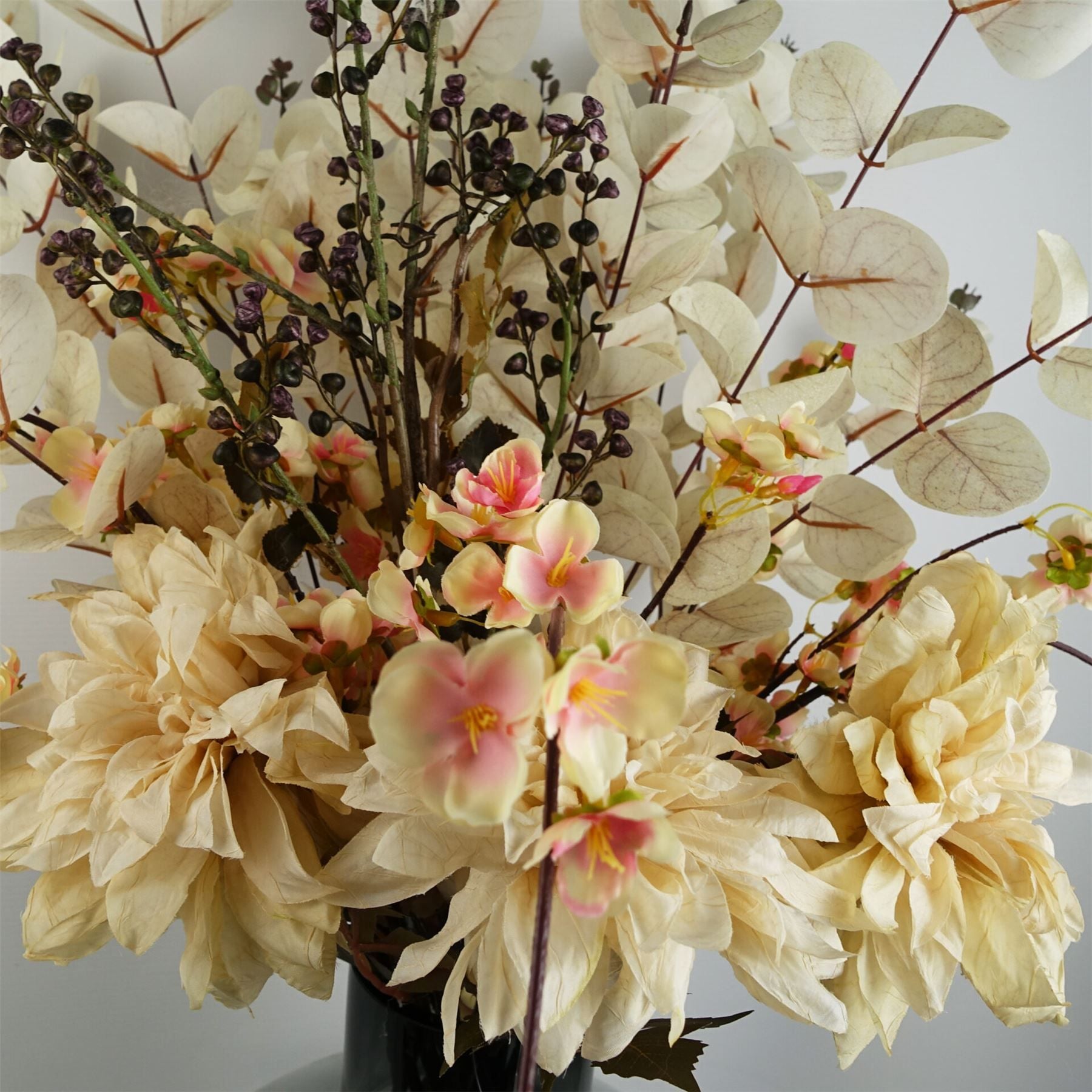 80cm White Artificial Eucalyptus Foliage Stem with Silk Leaves and Wired Shapable Stem