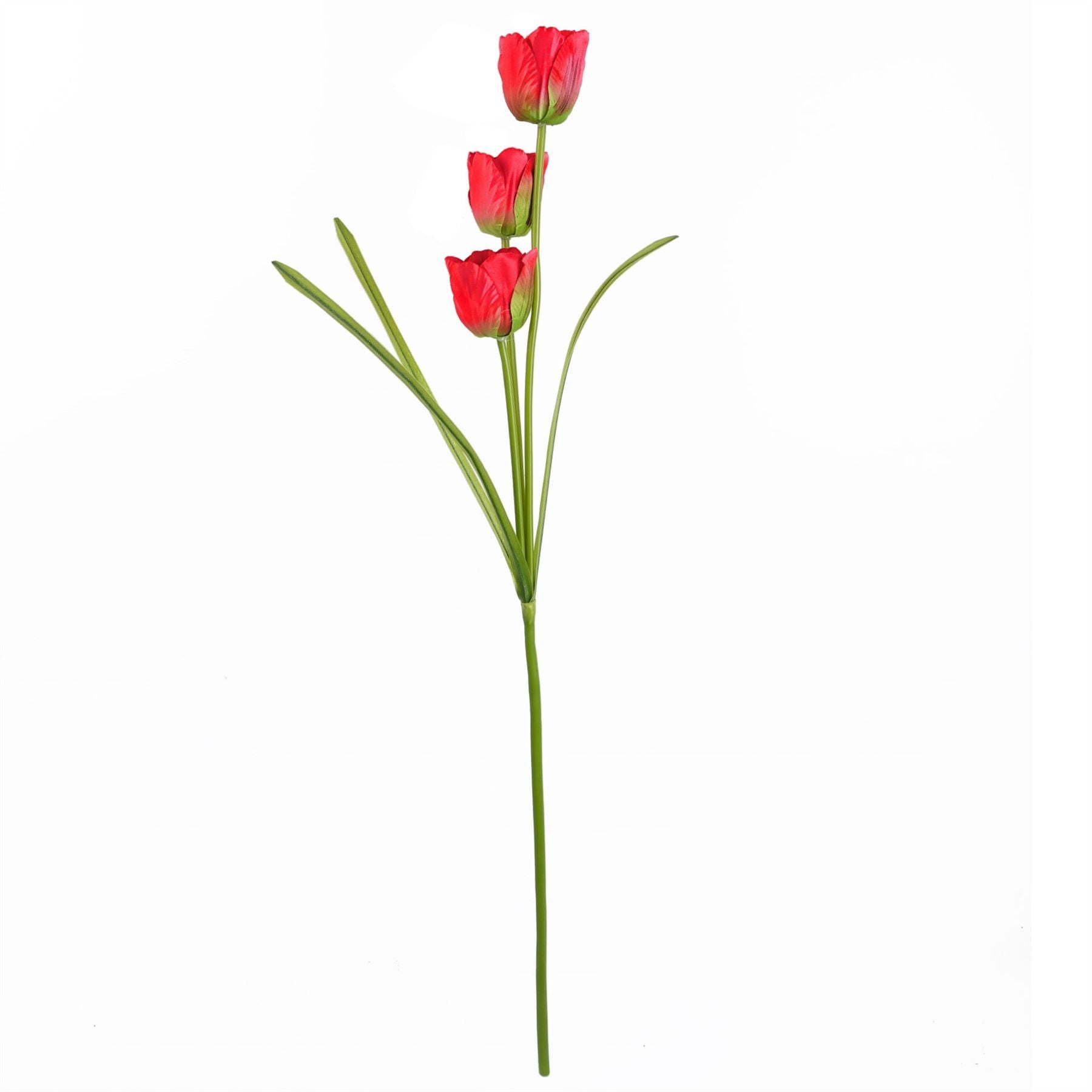 Leaf Pack of 6 80cm Artificial Red Tulip Stems, Wired, Silk Petals