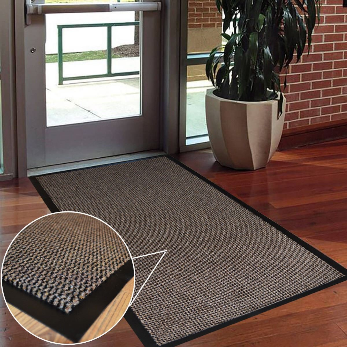 Brown Barrier Mat 60 x 80cm Non-Slip Heavy Duty Dirt and Moisture Absorbent