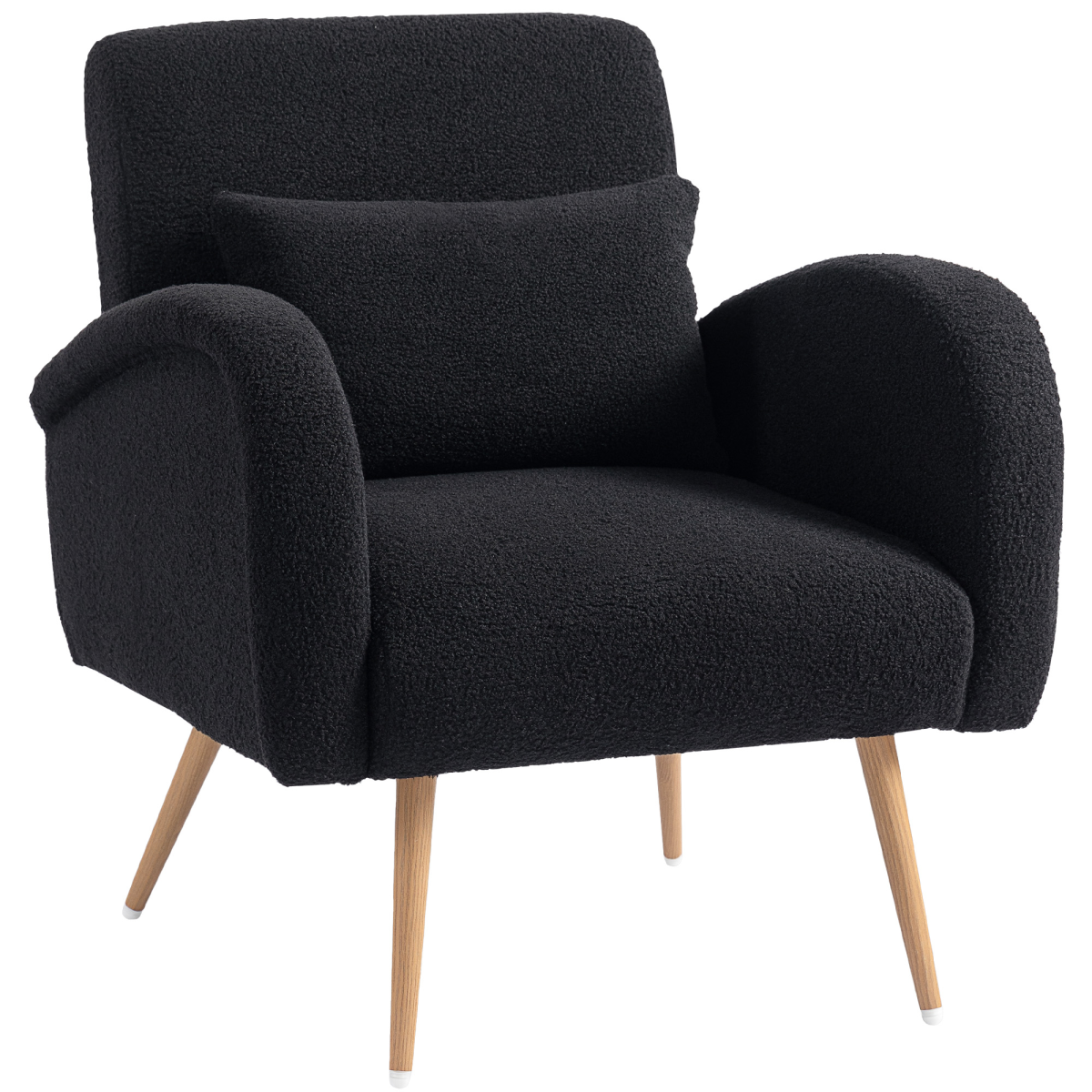 HOMCOM Black Teddy Fleece Accent Chair with Metal Legs