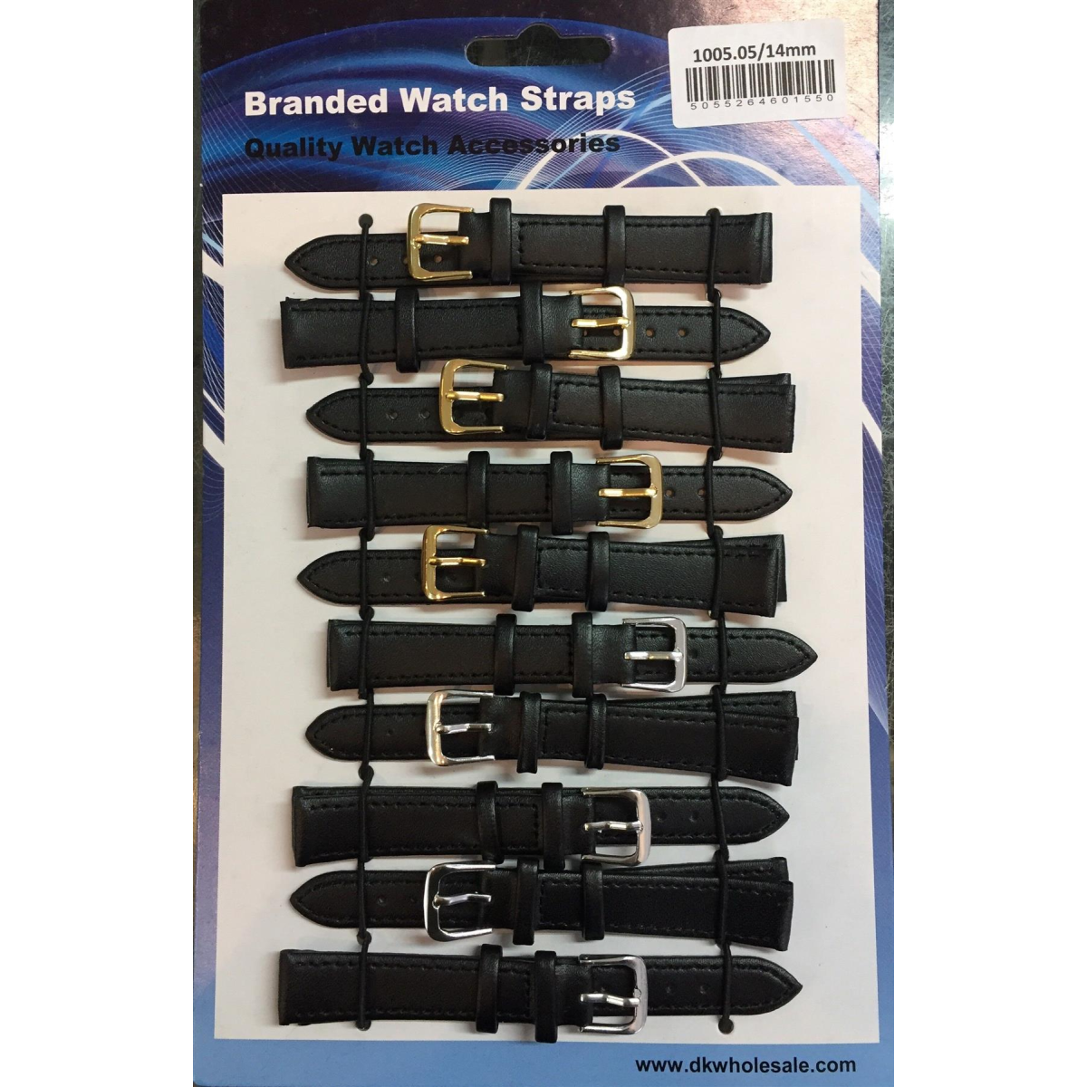 Leather Black Watch Straps Pk10 size 14mm 1005.05