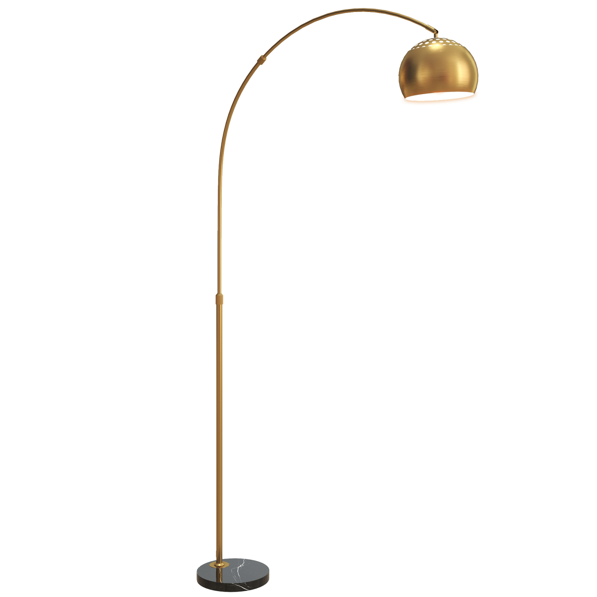 HOMCOM Arched Floor Lamp with Footswitch, Black and Gold