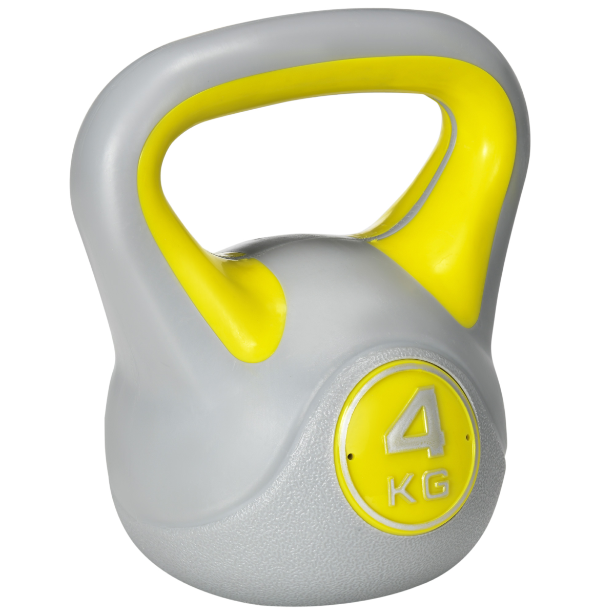 SPORTNOW 4kg Kettlebell with Handle for Home Gym, Yellow/Grey