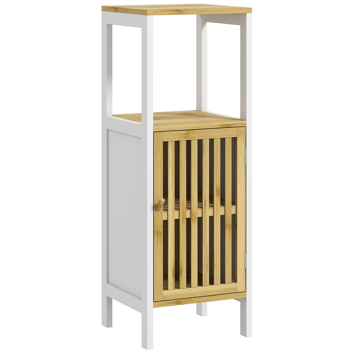 HOMCOM Bamboo Bathroom Floor Cabinet with Adjustable Shelf
